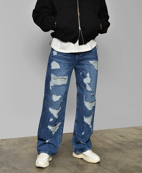 Vintage Damage Slim Wide Denim-Jeans 802