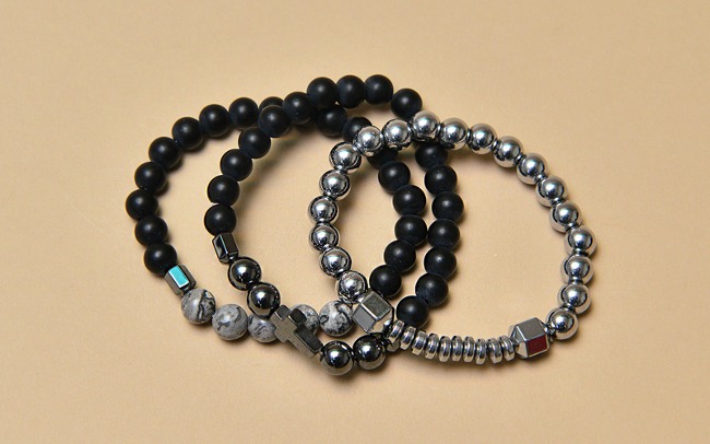 Gemstone 3pc Cool Guy Beads Set-Bracelet 559