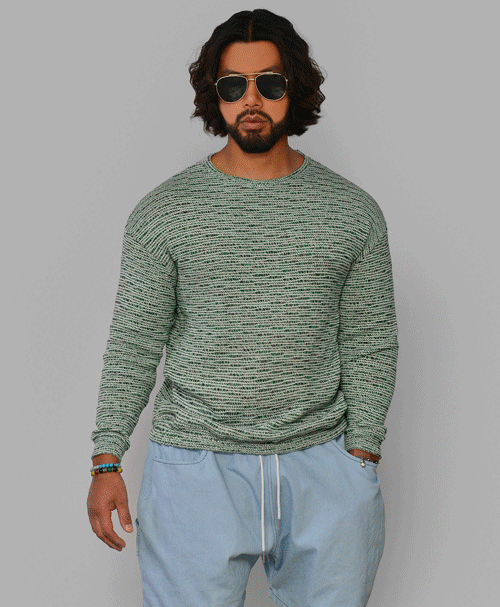 Breathable Marled Boatneck S/S Sweater-Knit 463