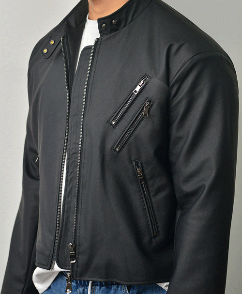 Padded Shoulder Leather Biker-Leather 256