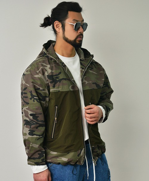 Camouflage Workwear Hood Zip-up-Jacket 833