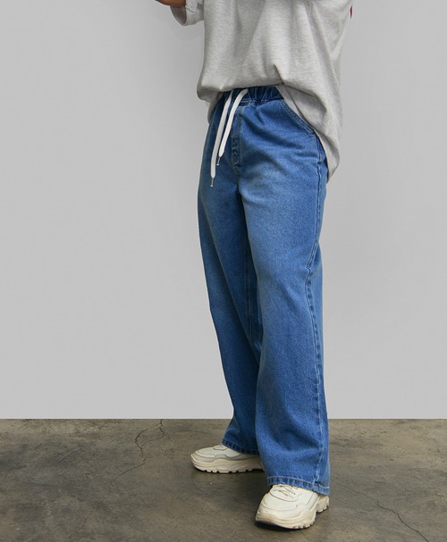 Daily Slim Wide Denim Banding-Jeans 980